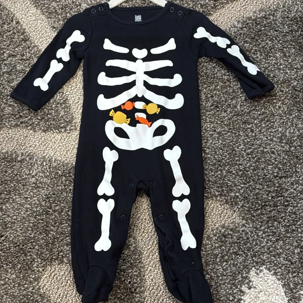 Just One You Carters Baby Boy Black Skeleton Candy Footed Pajamas Sleeper 9M